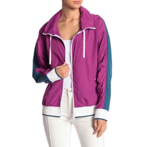 Free People Hide Away Hood Windbreaker Jacket  pink purple Berry Teal NEW NWT - Picture 1 of 14